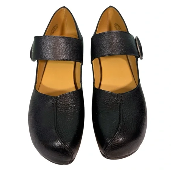 John Fluevog Black Leather Mary Jane Heels - Picture 3 of 13